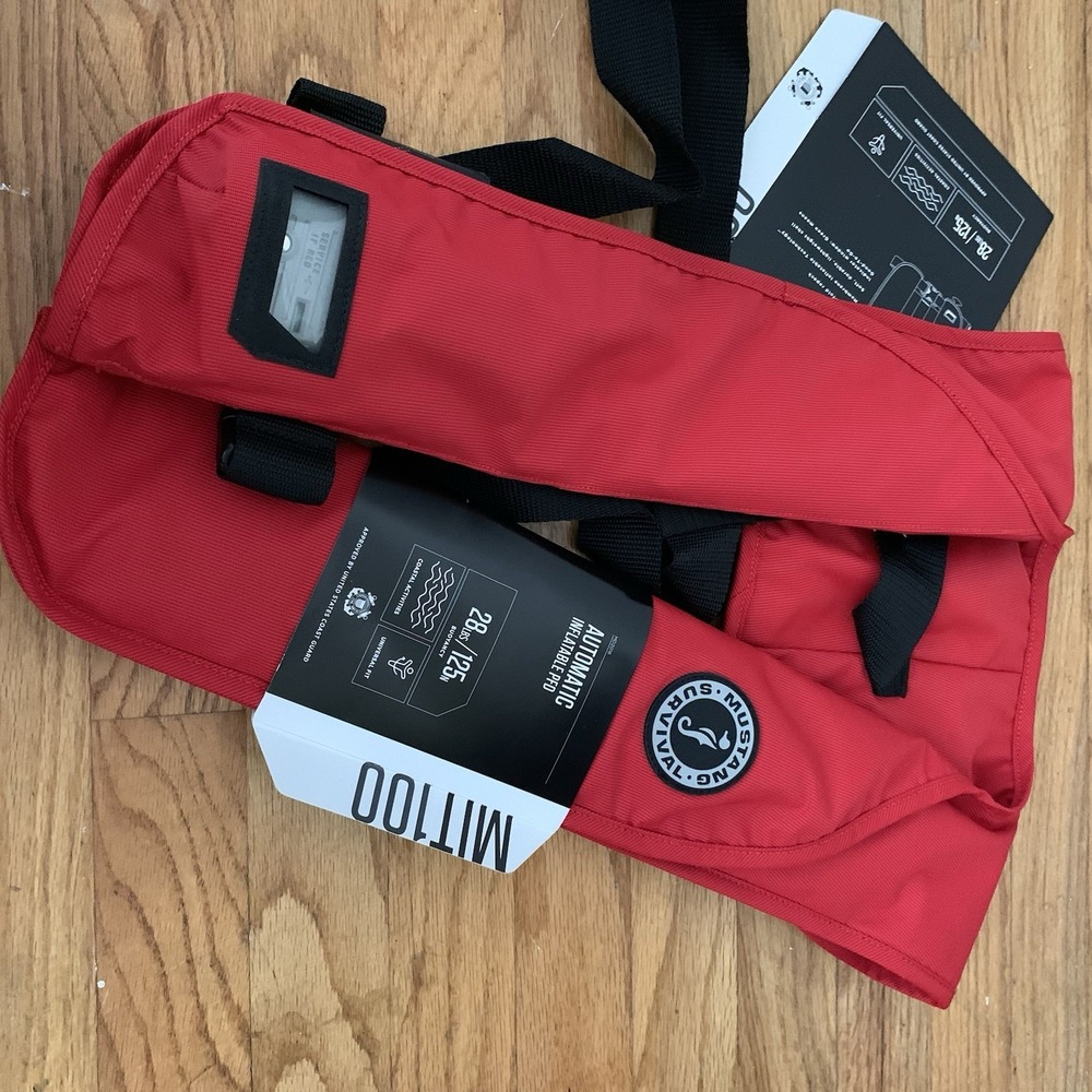 Mustang Survival MIT 100 Inflatable PFD Life Jacket Manual Universal Black Red